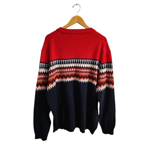 Vineyard Vines Fair Isle Red Navy Blue Mens Festive Classic Crewneck Sweater XXL - Picture 3 of 7